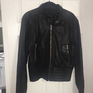 Black Cropped Leather Jacket